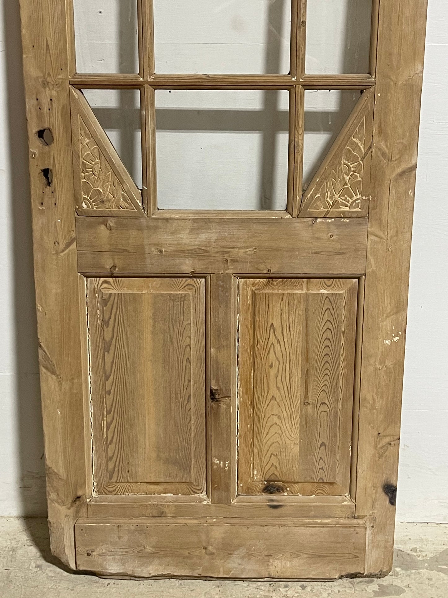 Antique French Panel Door with Glass (84x32) J899