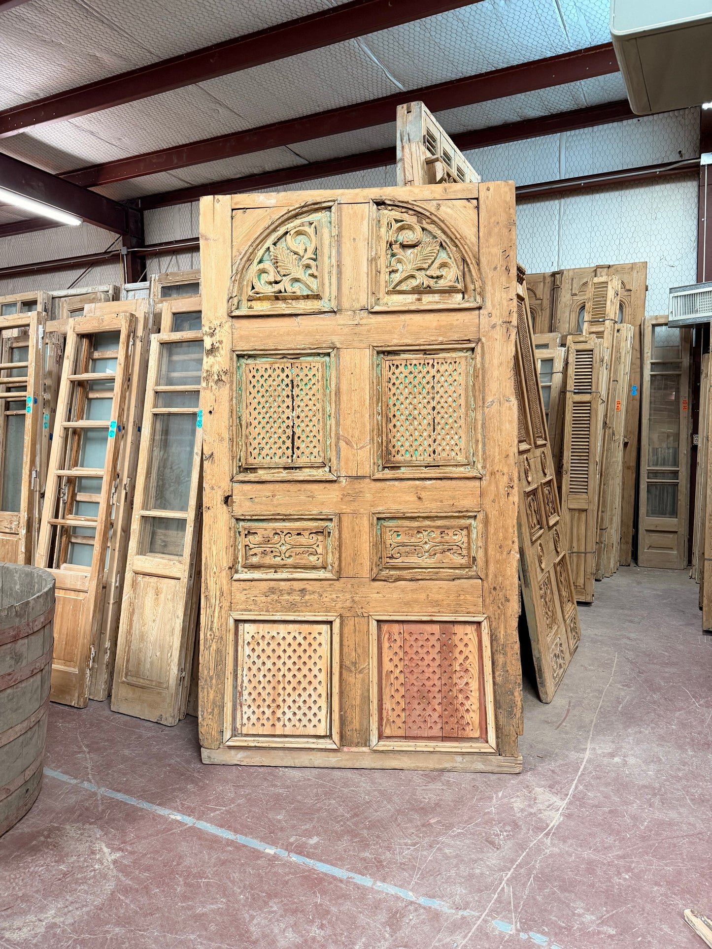Antique French panel door with carvings (105x58) P130