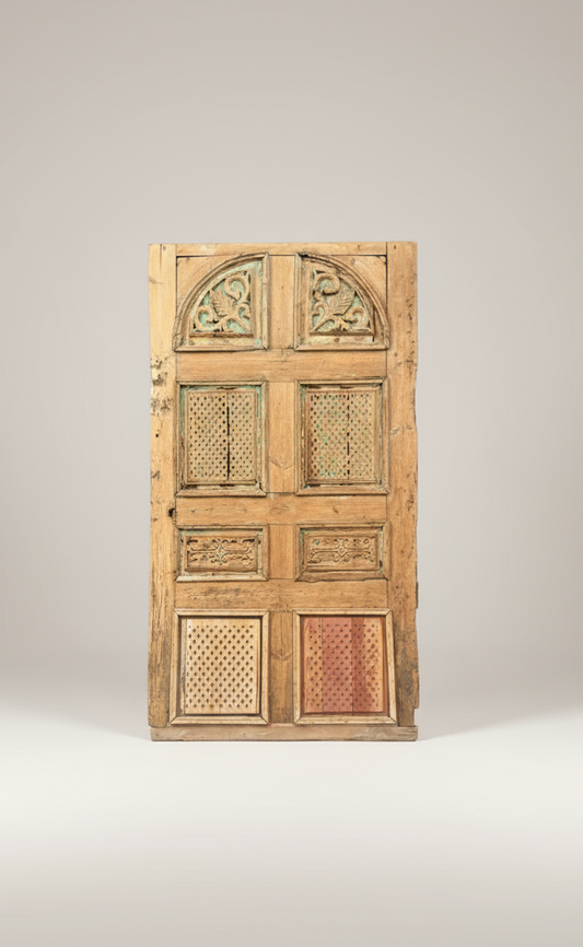 Antique French panel door with carvings (105x58) P130