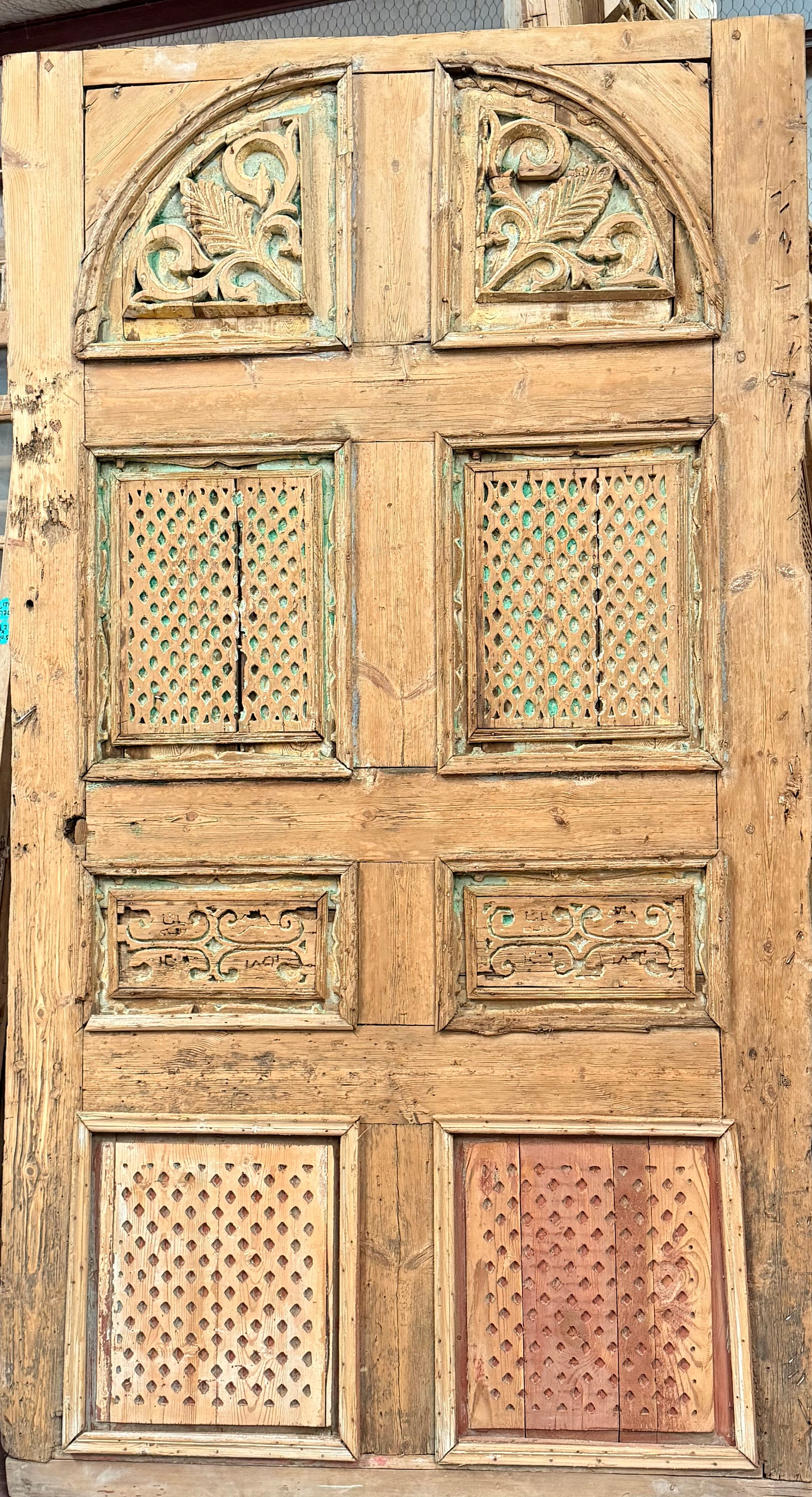 Antique French panel door with carvings (105x58) P130