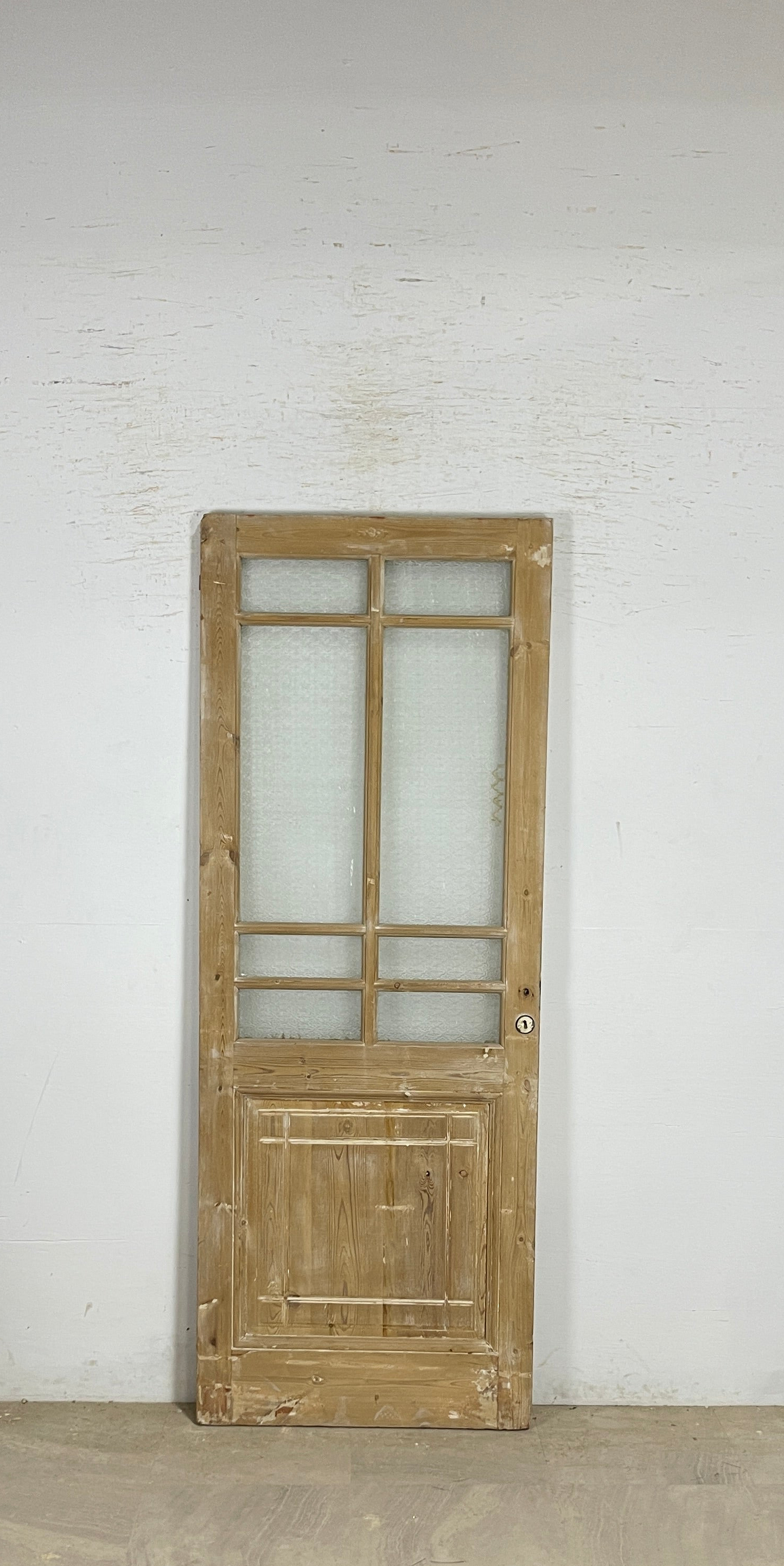 Antique French panel single door with glass (85x32.5) P192
