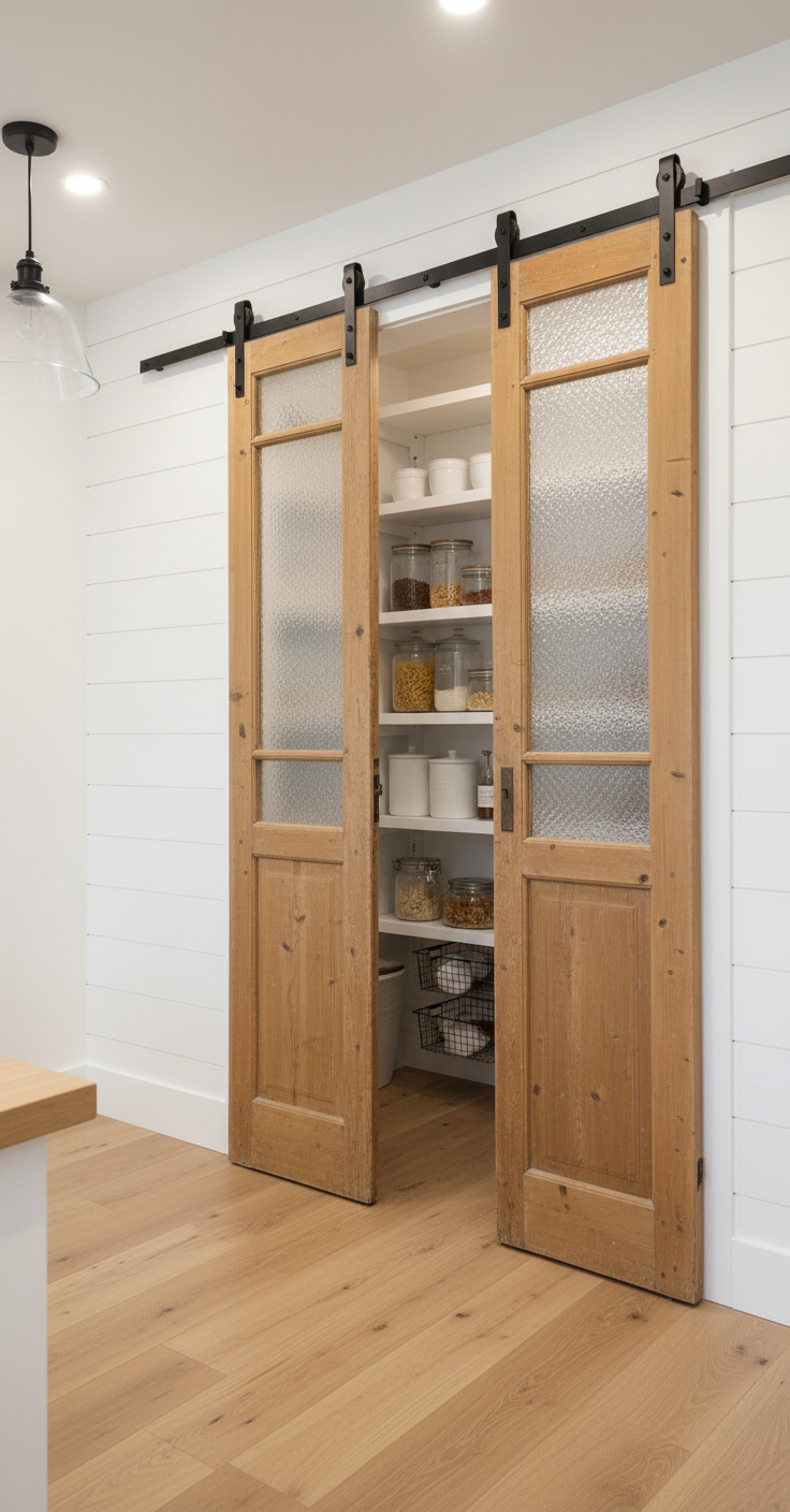 Antique French panel doors with Glass (90x36) P150