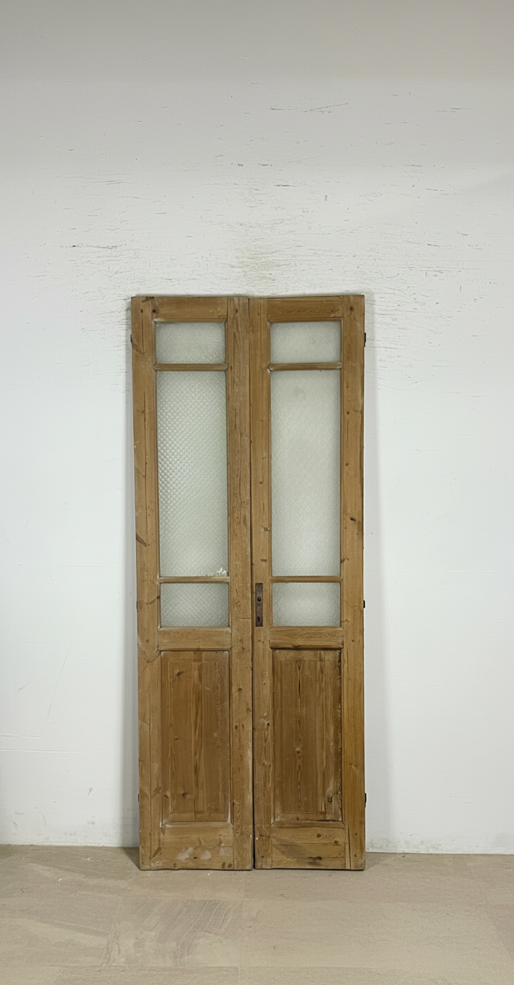 Antique French panel doors with Glass (90x36) P150