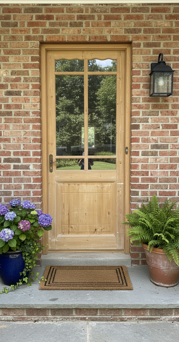 Antique French panel single door with glass (83x32.25) P200