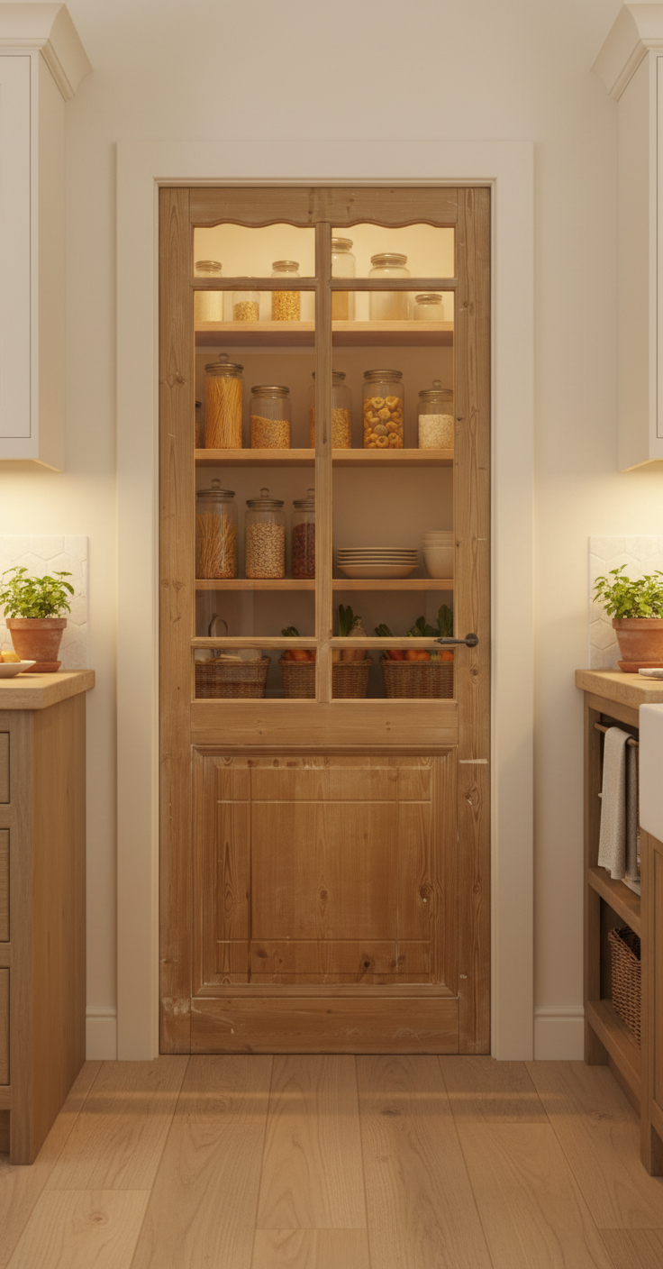 Antique French panel single door with glass (83x32.25) P200