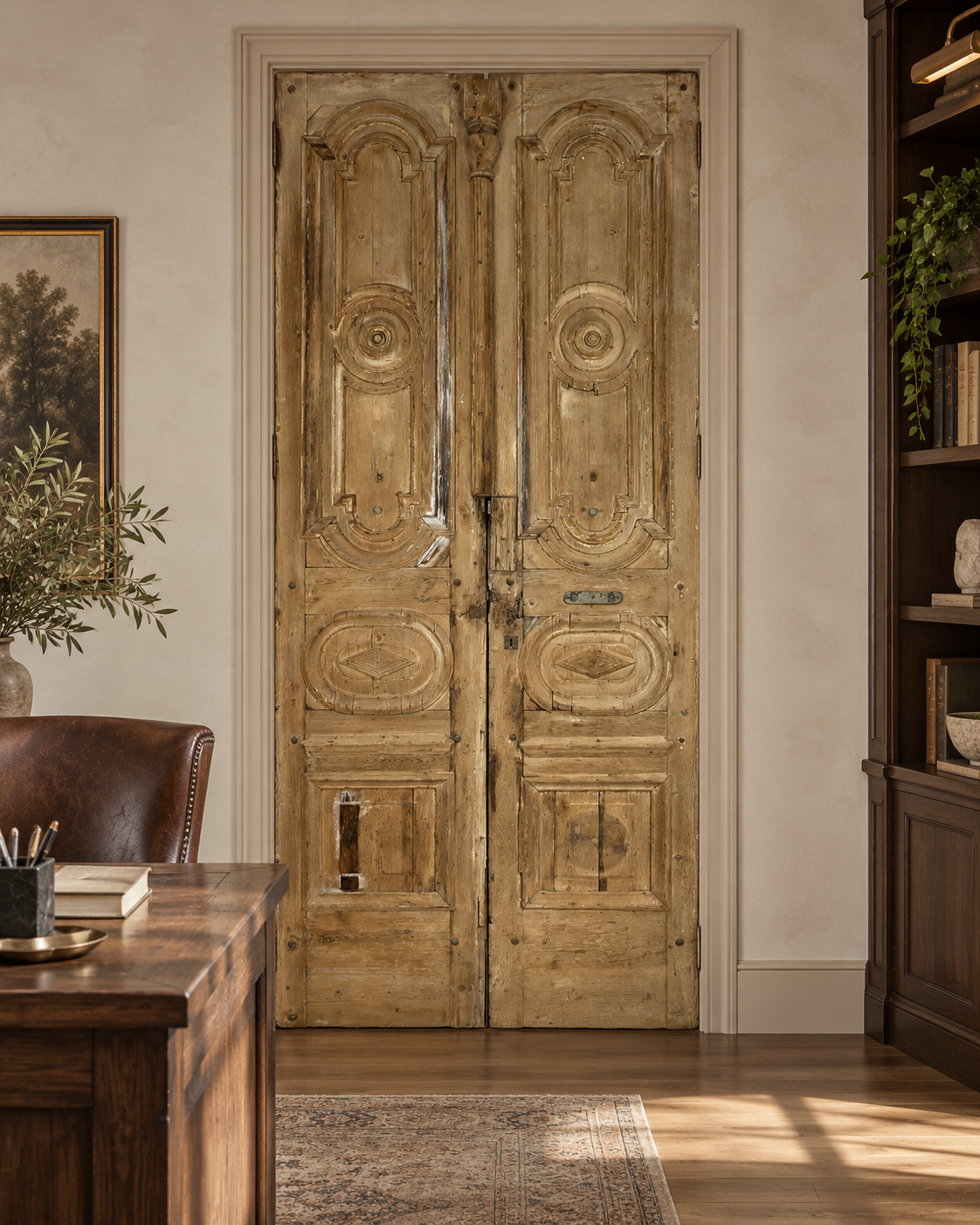 Antique French panel doors with Carvings (119 x 51.5) P50