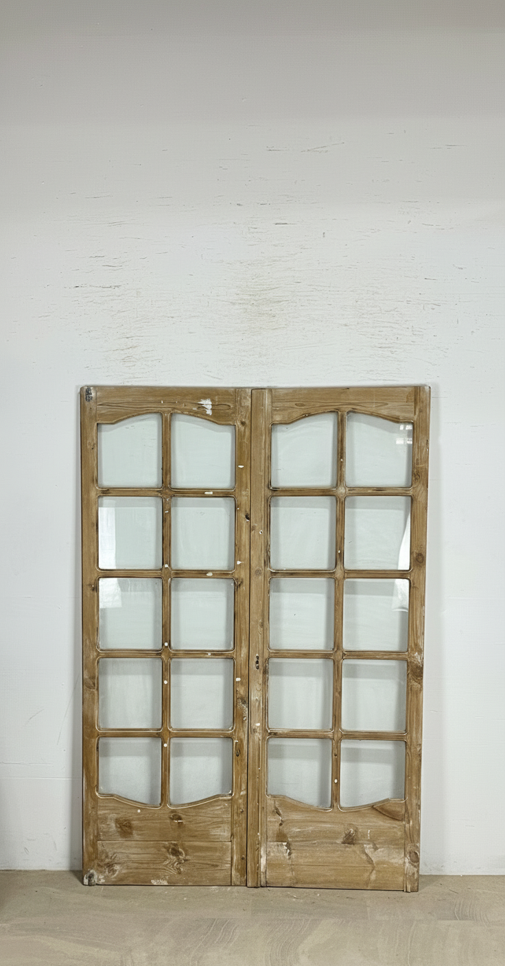 Antique French panel doors with Glass (81.5x55) P183