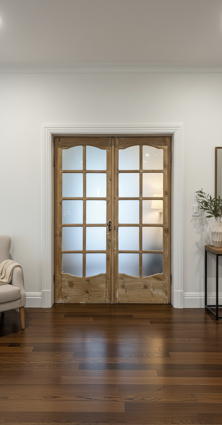 Antique French panel doors with Glass (81.5x55) P183