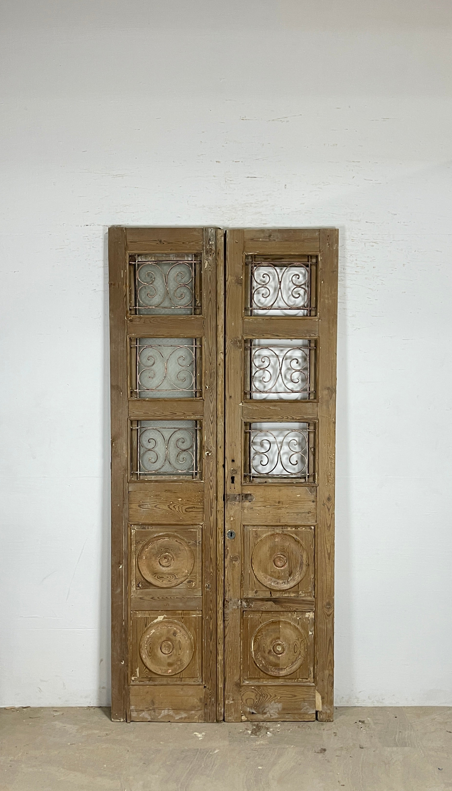 Antique French panel doors with Metal (96x44.5) P106