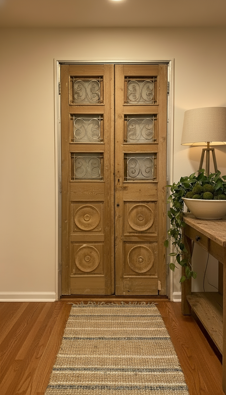 Antique French panel doors with Metal (96x44.5) P106