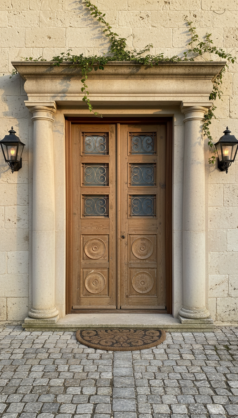 Antique French panel doors with Metal (96x44.5) P106