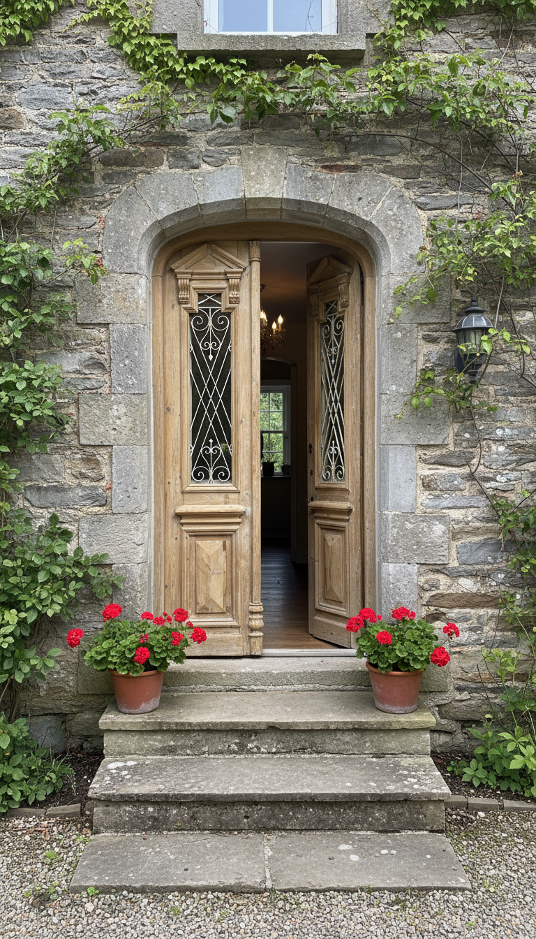 Antique French panel doors with Metal (96.5x43.5) P88