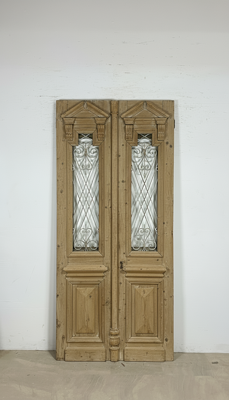 Antique French panel doors with Metal (96.5x43.5) P88