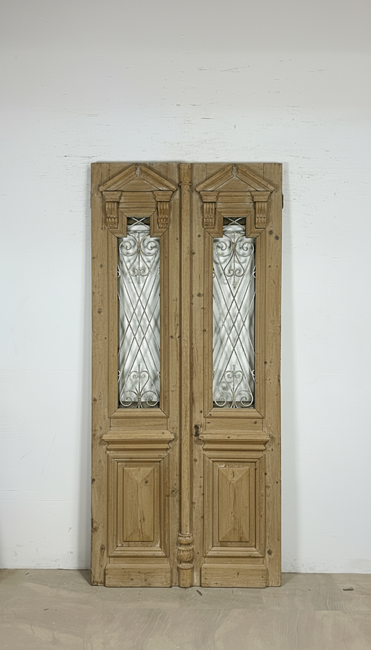 Antique French panel doors with Metal (96.5x43.5) P88