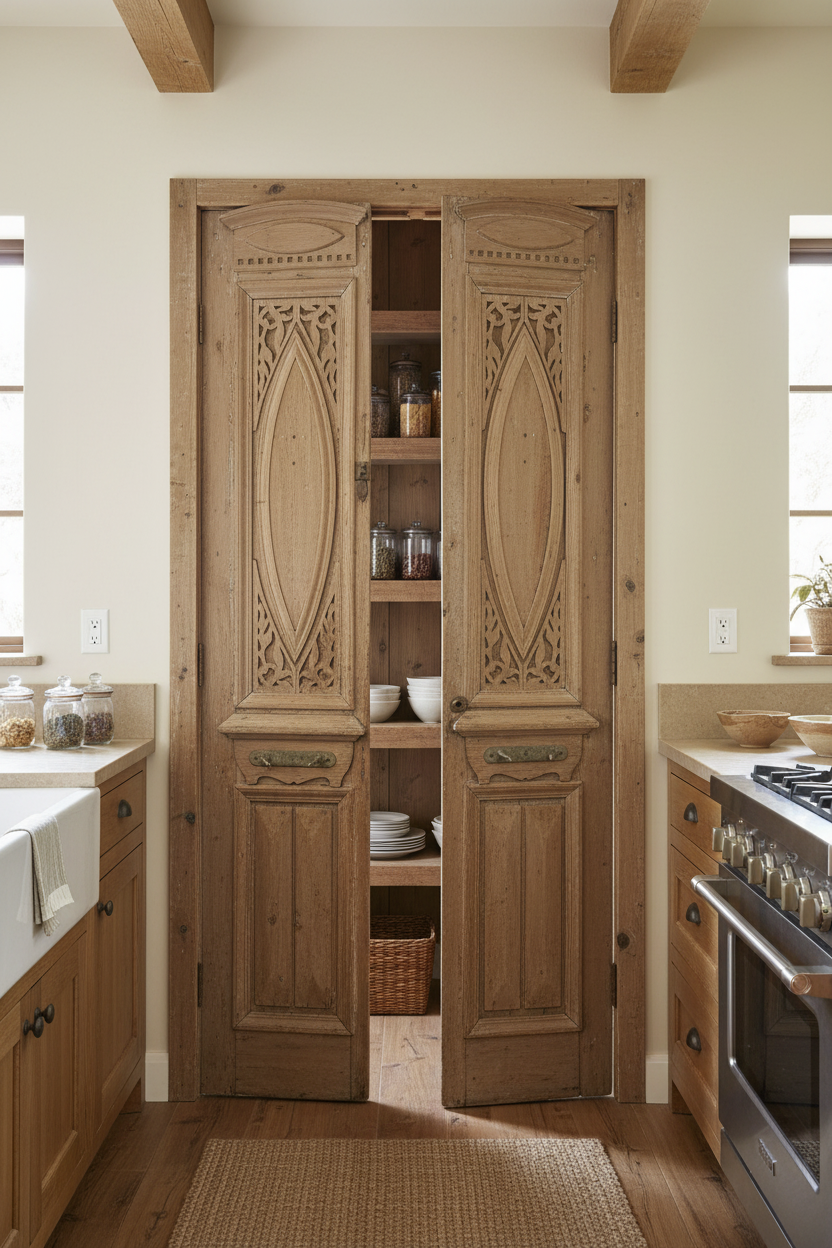 Antique  French Panel Doors with Carving  (96 x 42.5) N003