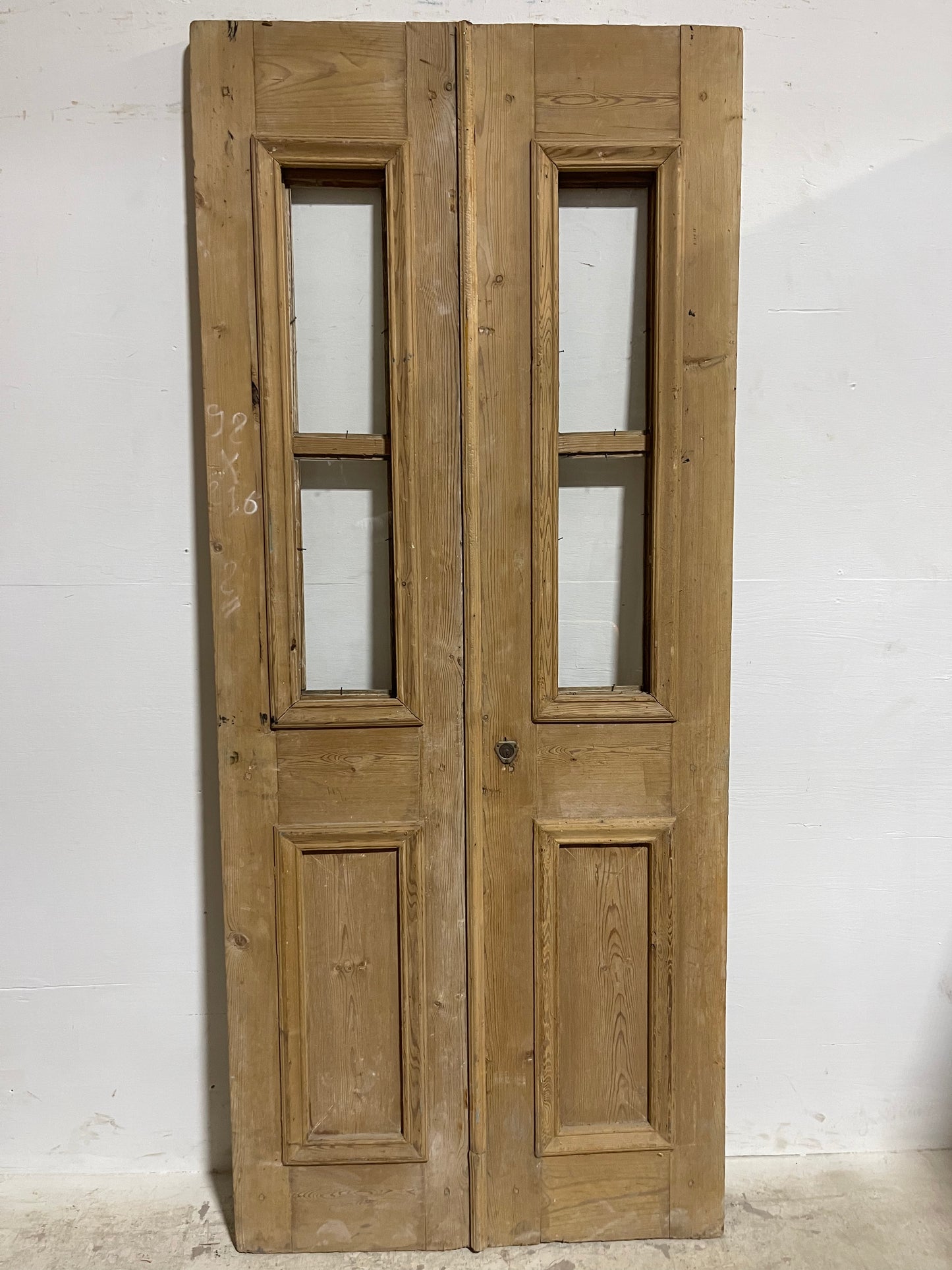 Antique French Panel Door with Glass (84.5x36) J317