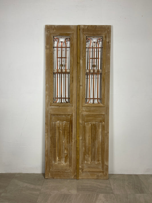 Antique French panel doors with Metal (84.5 x 35.25) O18