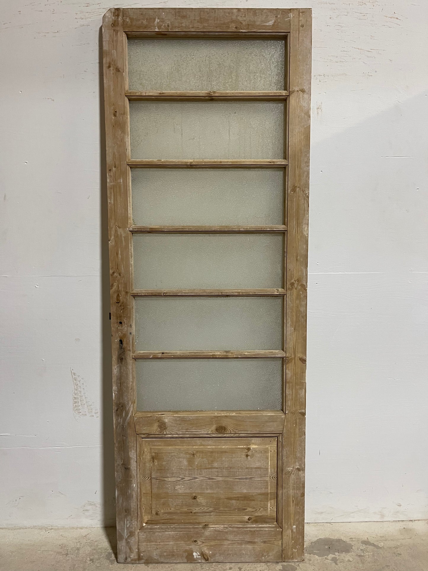 Antique  French Panel Door with Glass  (89.5x31.75) J912