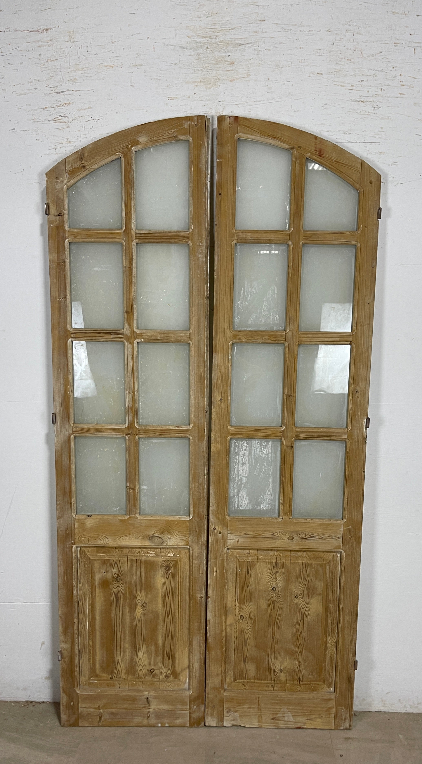 Antique French panel arched  doors with Glass (86x43.5) P108