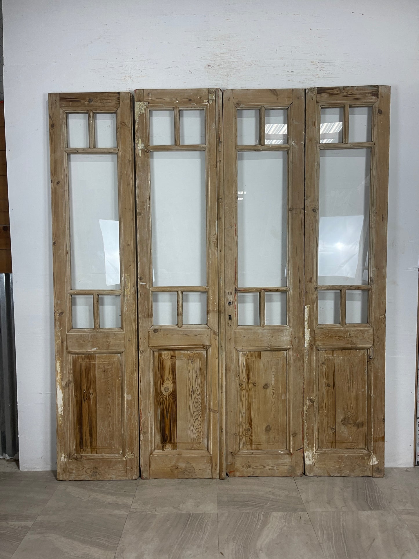 Antique French Panel Doors with glass  (88.5x76)  N147
