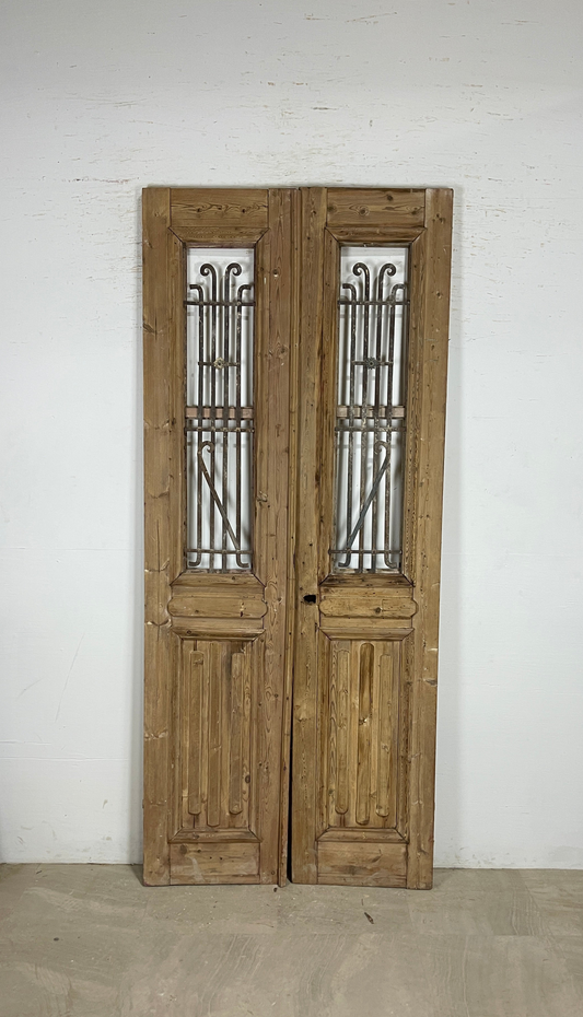 Antique French panel doors with Metal (96x41) P87
