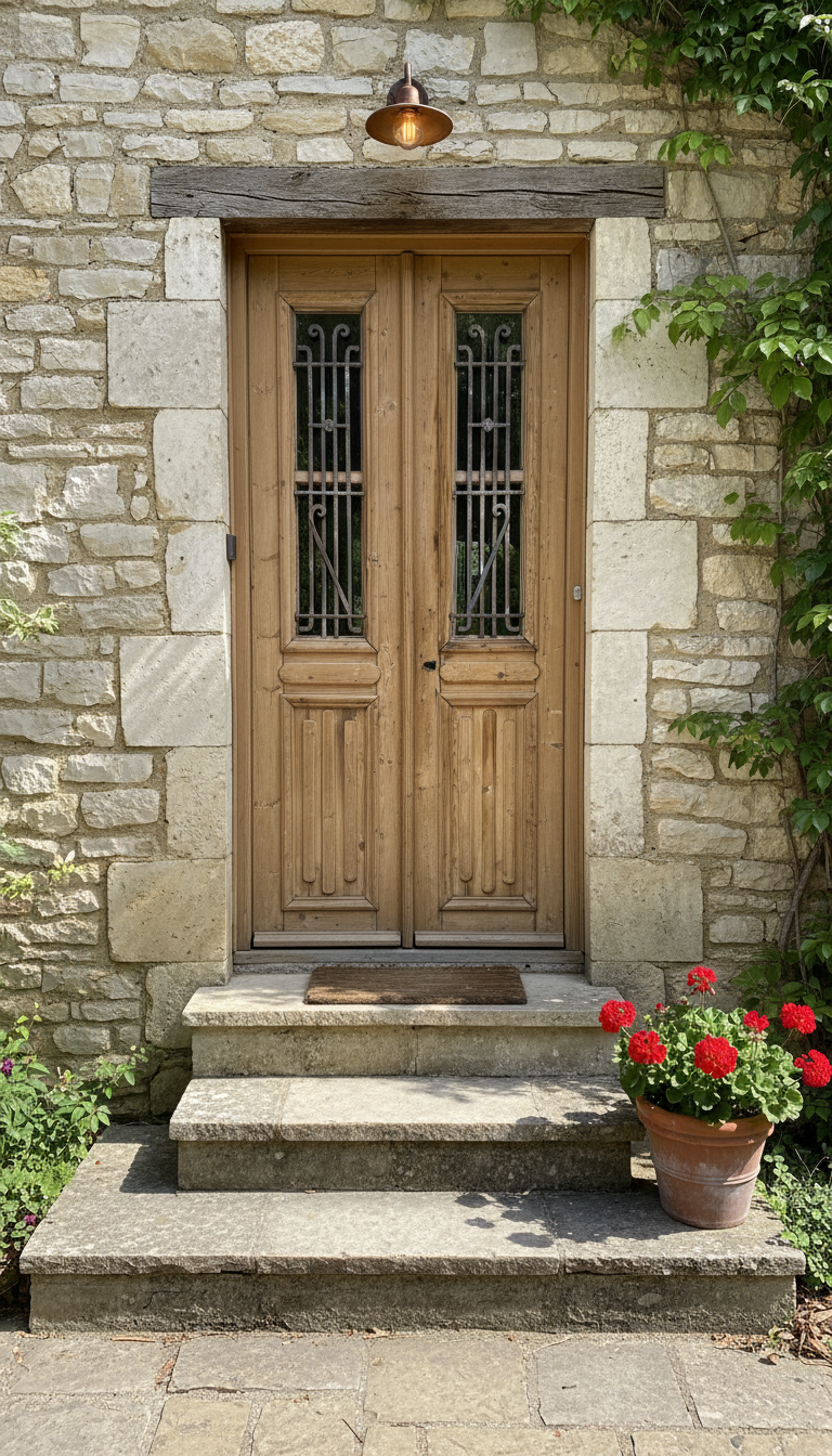 Antique French panel doors with Metal (96x41) P87