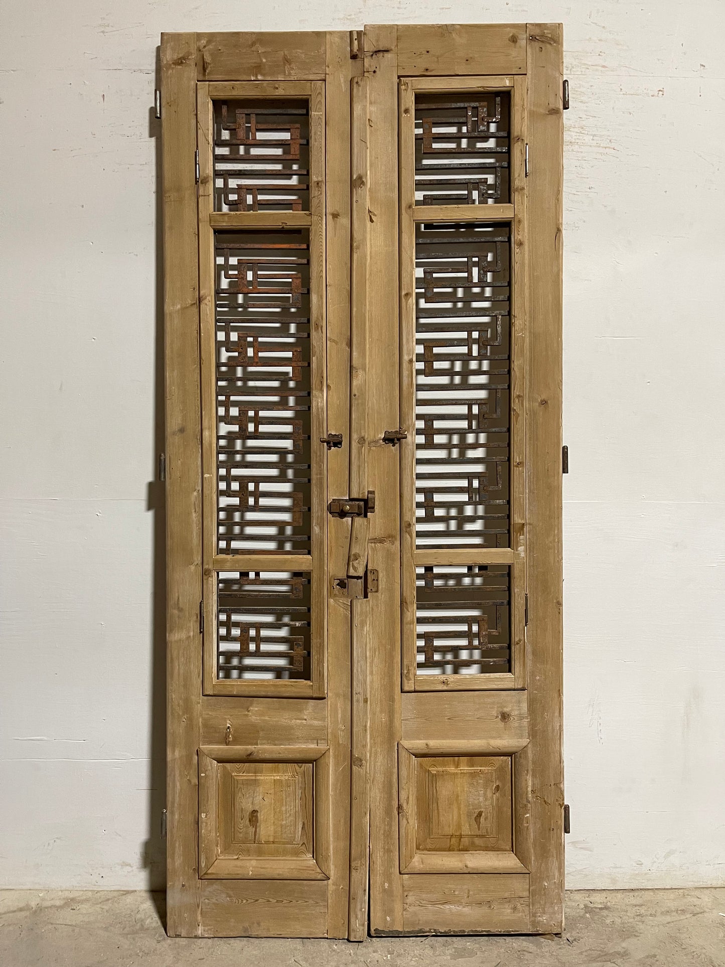 Antique French Panel Doors with Metal (99x43.75) L011