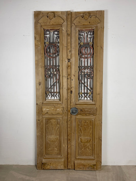 Antique French panel doors with Metal (97.5 x 41.5) O42