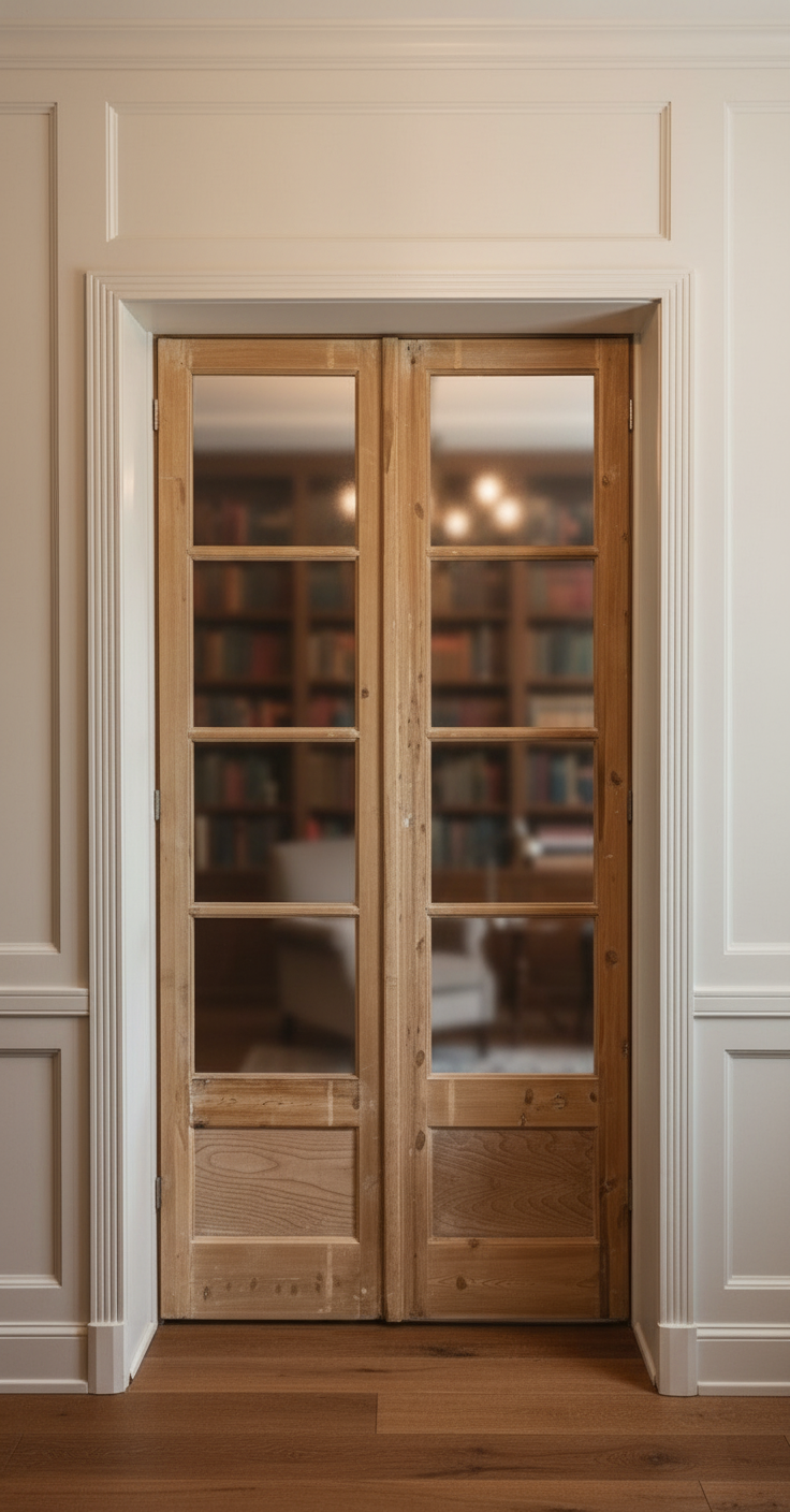 Antique French panel doors with Glass (91x44) P169