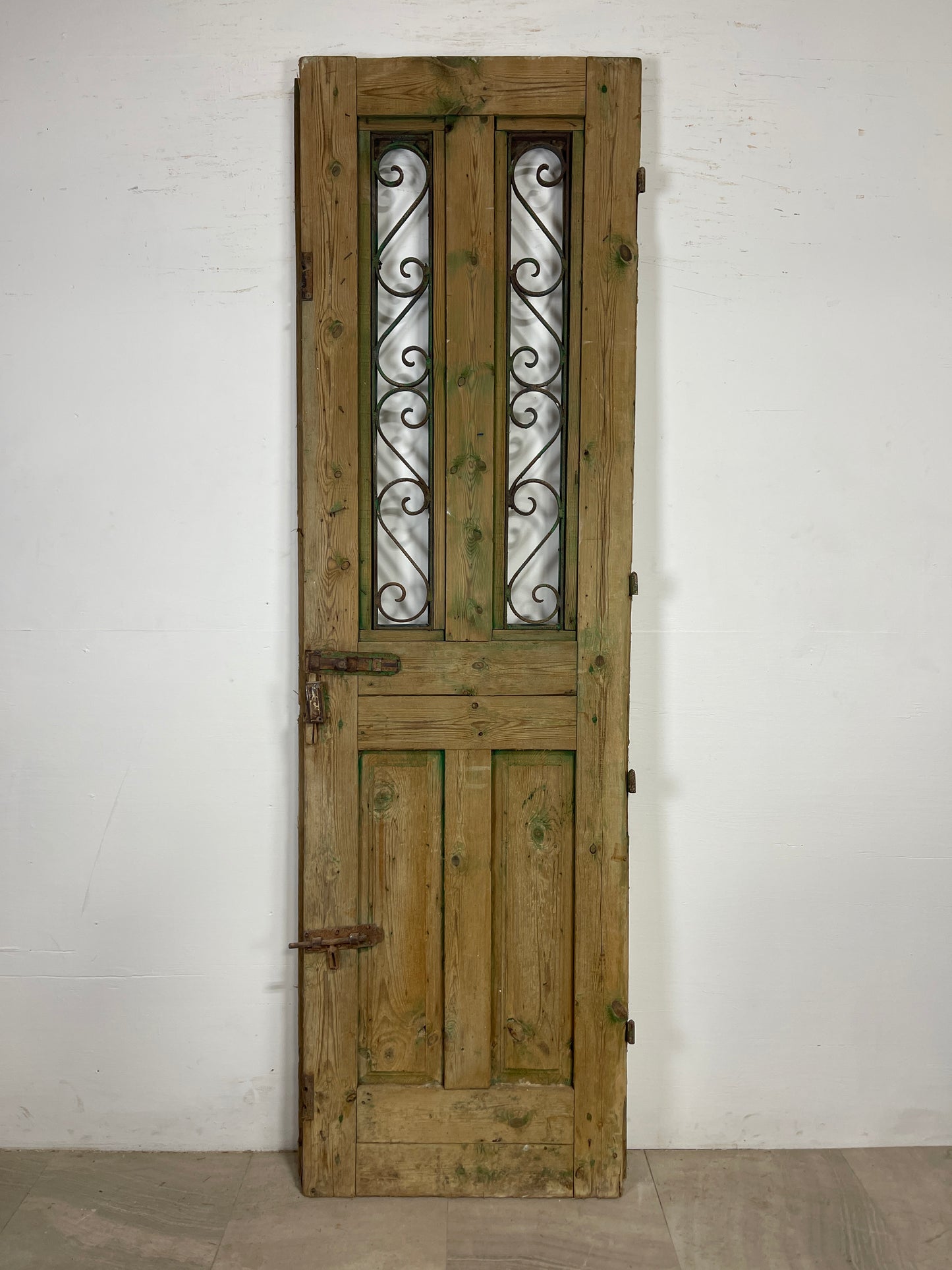 Antique French panel single door with Metal (94.75x27.75) O101