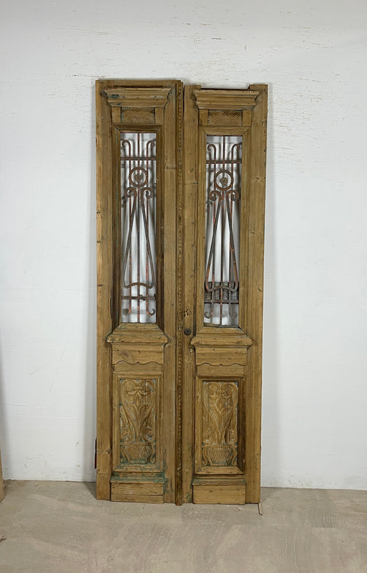 Antique French panel doors with Metal (96x39) P85