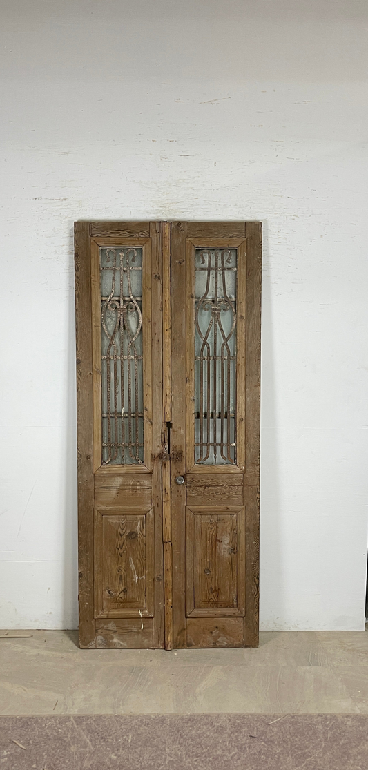 Antique French panel doors with Metal (93x40) P93