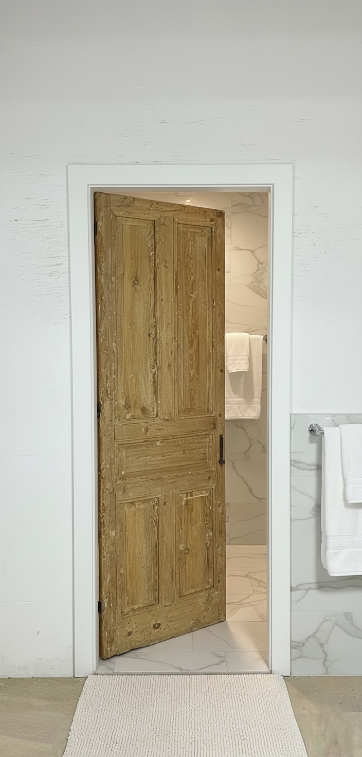 Antique French panel single door wood (95x31) P209