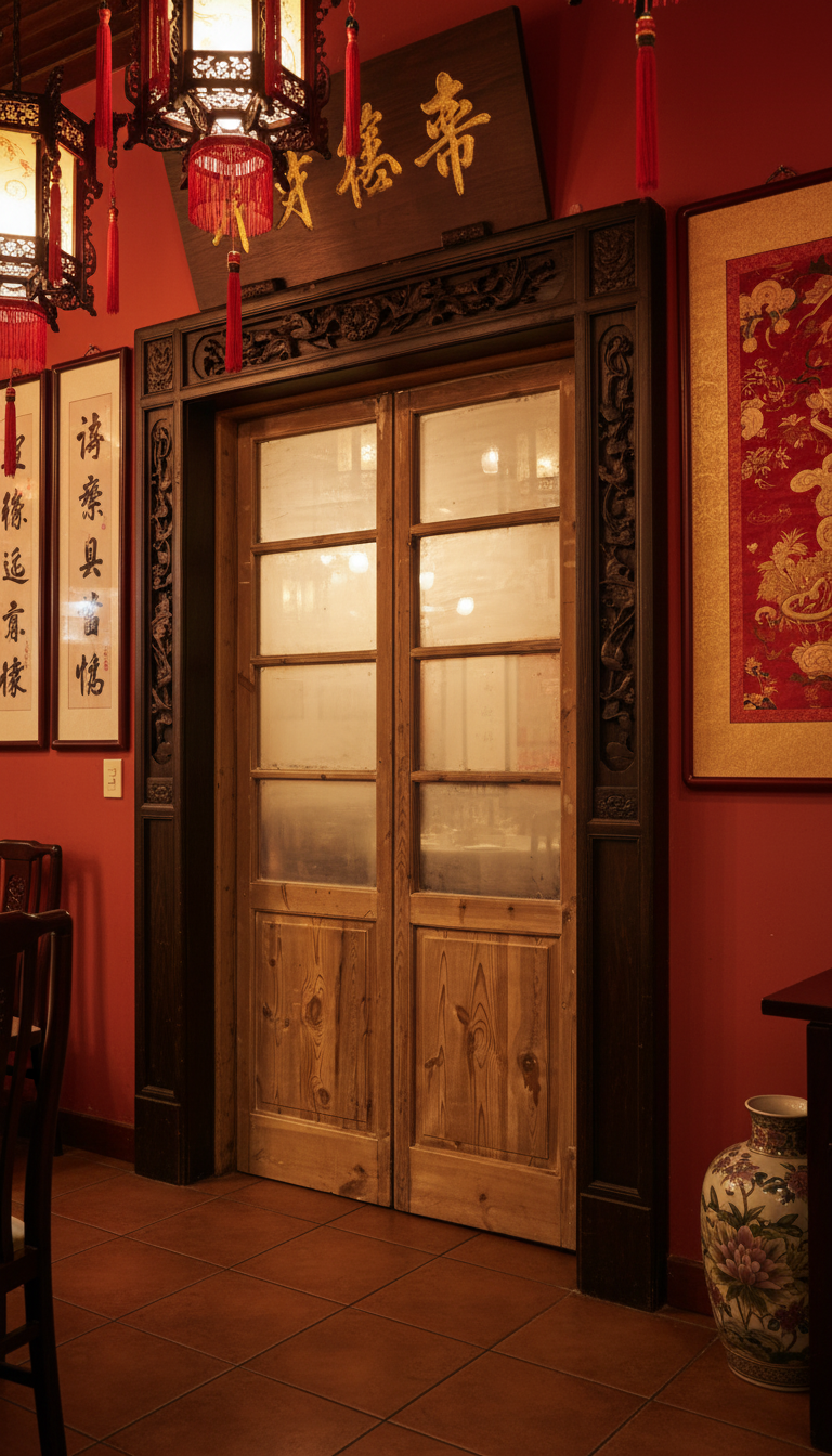 Antique French panel doors with Glass (88x42.5) P168