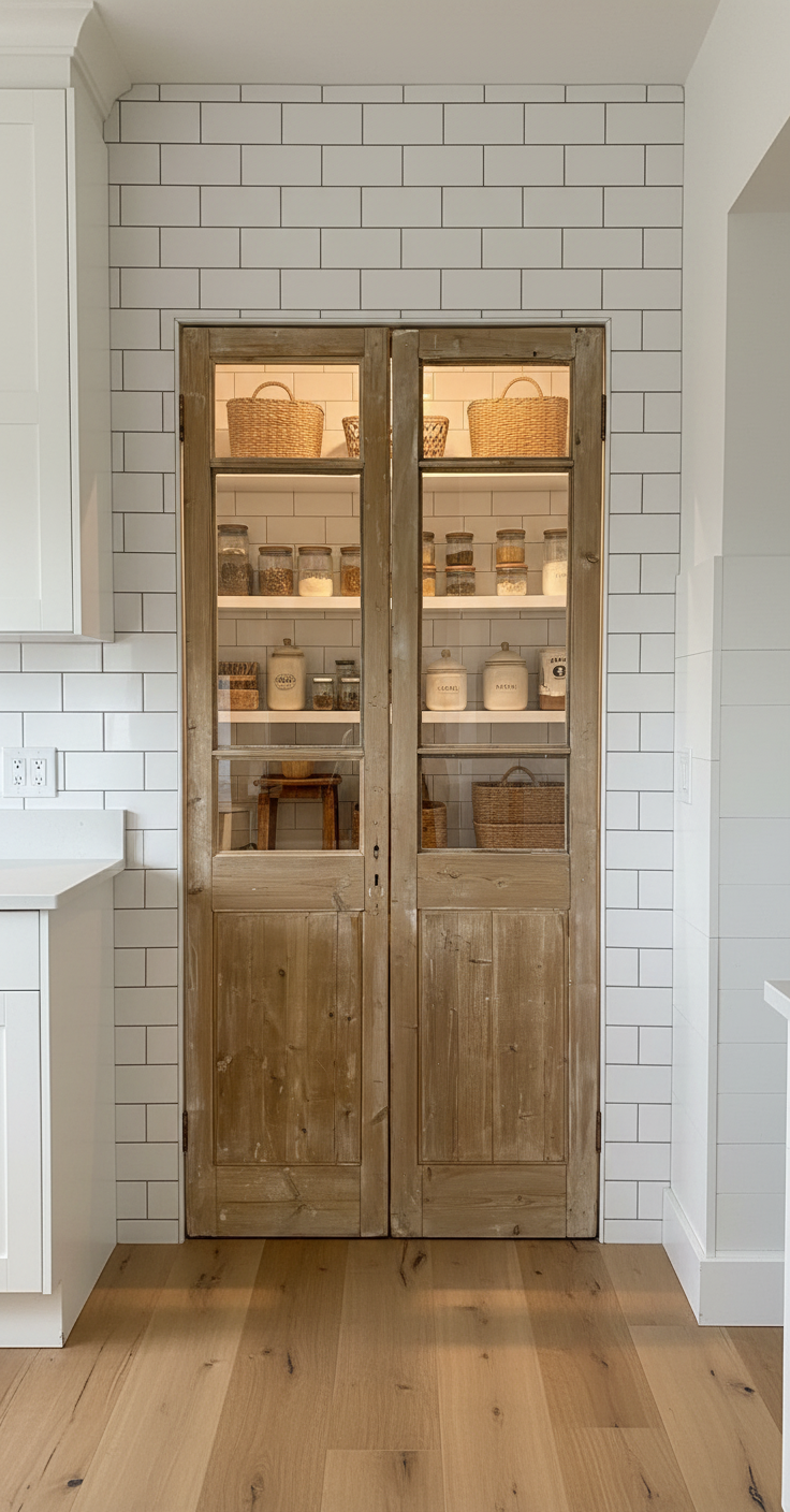 Antique French panel doors with Glass (95x44) P165