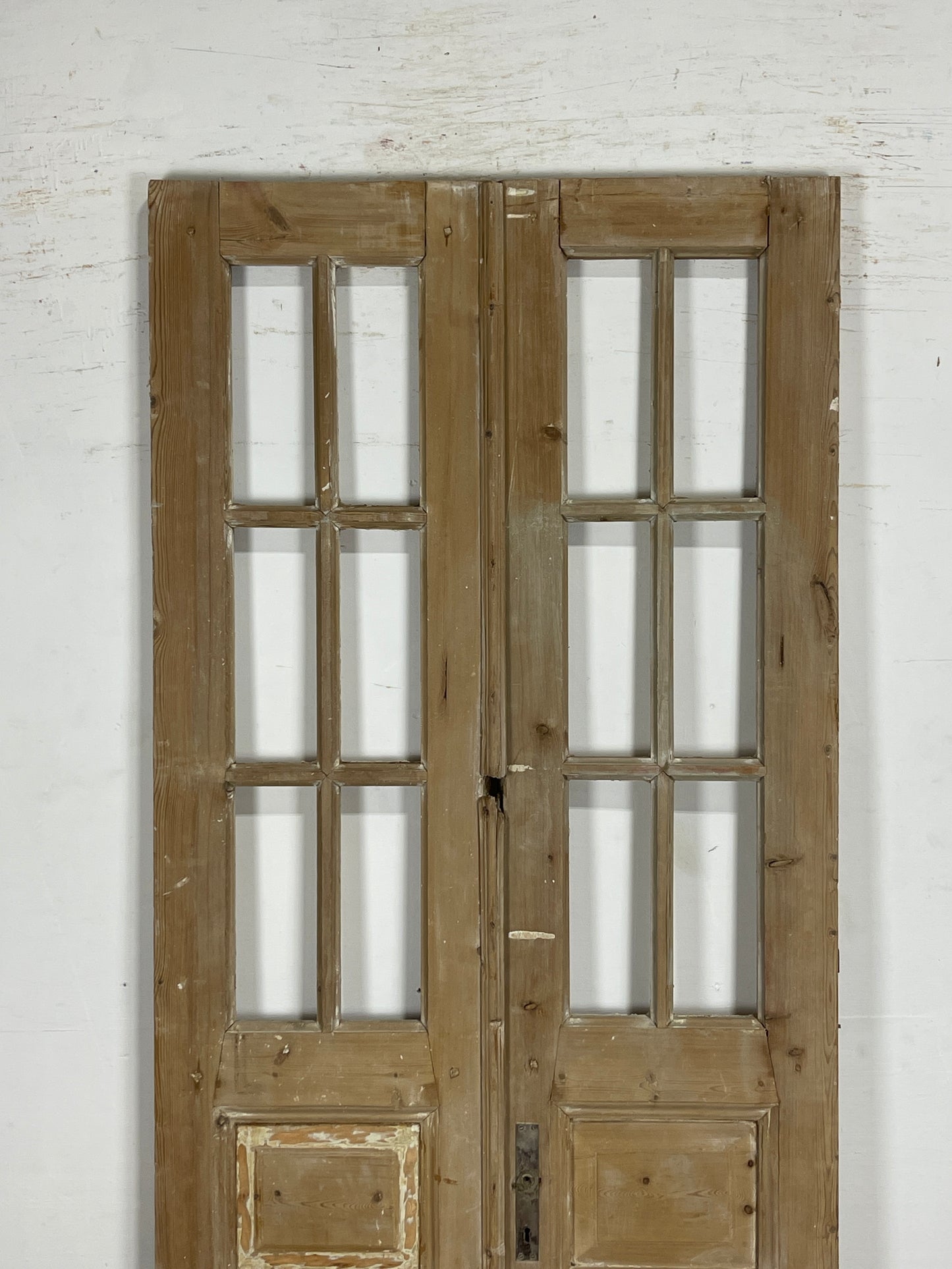 Antique French Panel Door with Glass  (92.25 x 35.75 ) N179