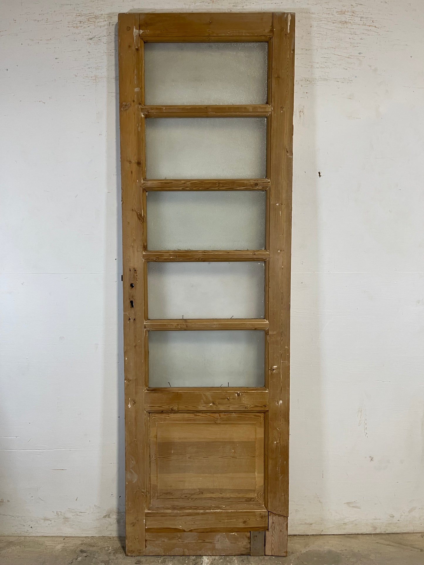 Antique French Panel Door with Glass  (89.25x27.75) L127