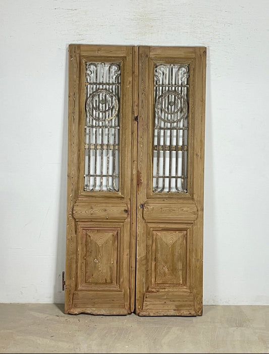 Antique French panel doors with Metal (87x44.5) P114