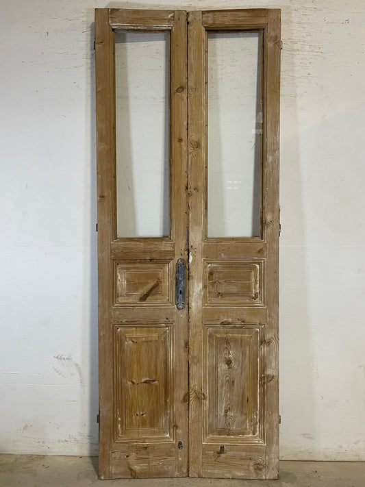 Antique French panel doors with glass (96x37.5) L187