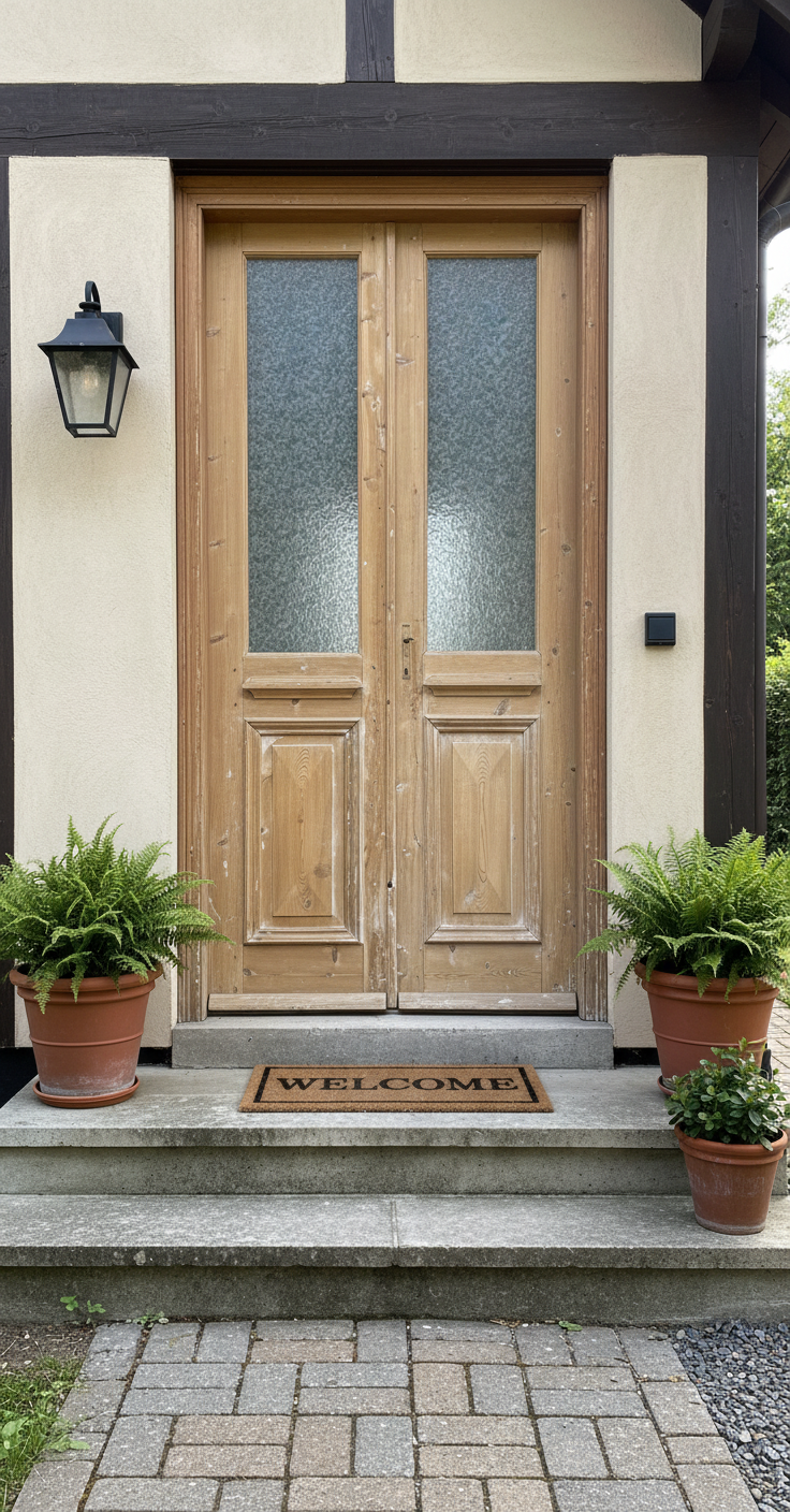 Antique French panel doors with Glass (99x41) P176