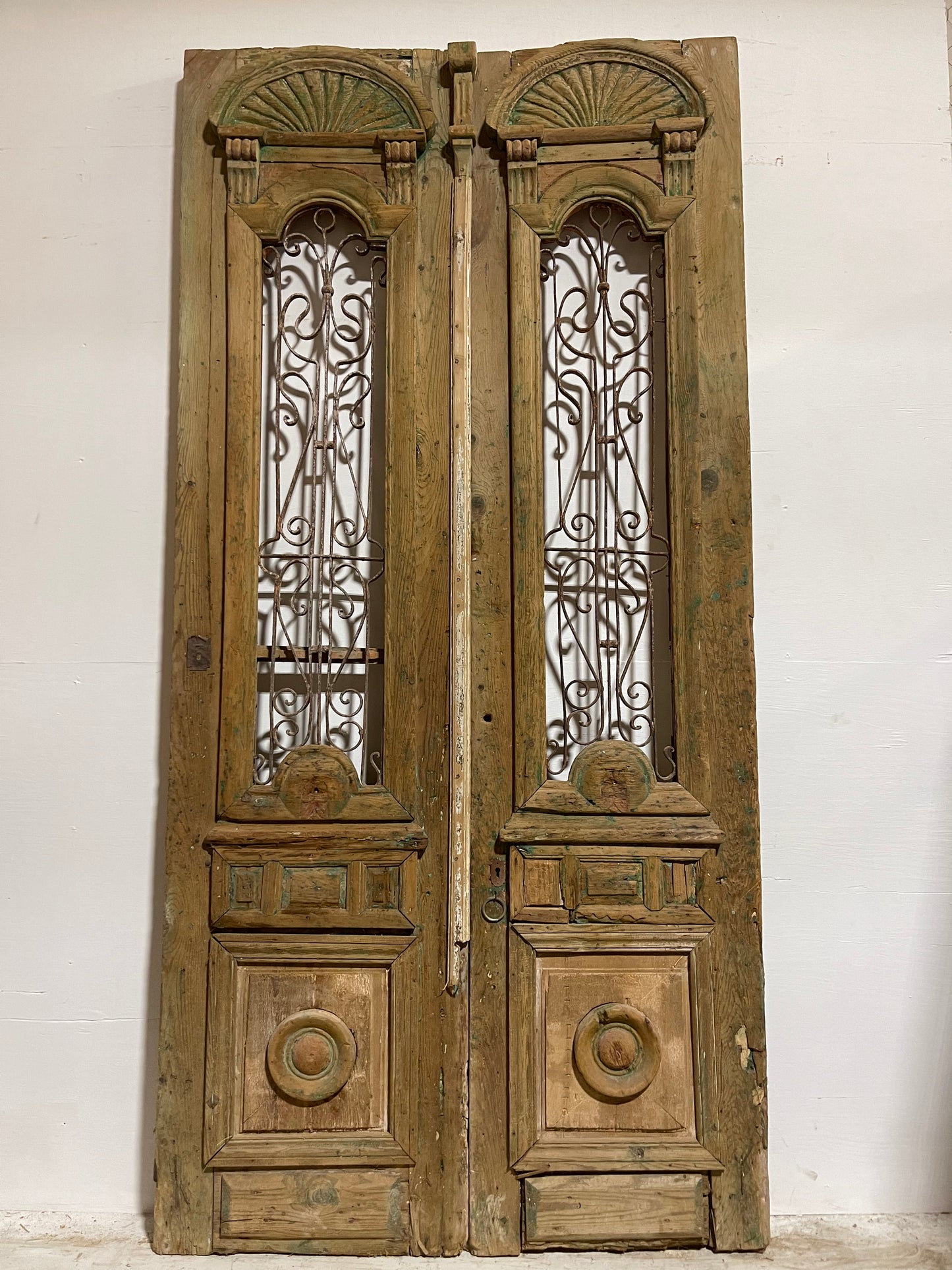 Antique French panel door, with metal (103.25x50.75) J103