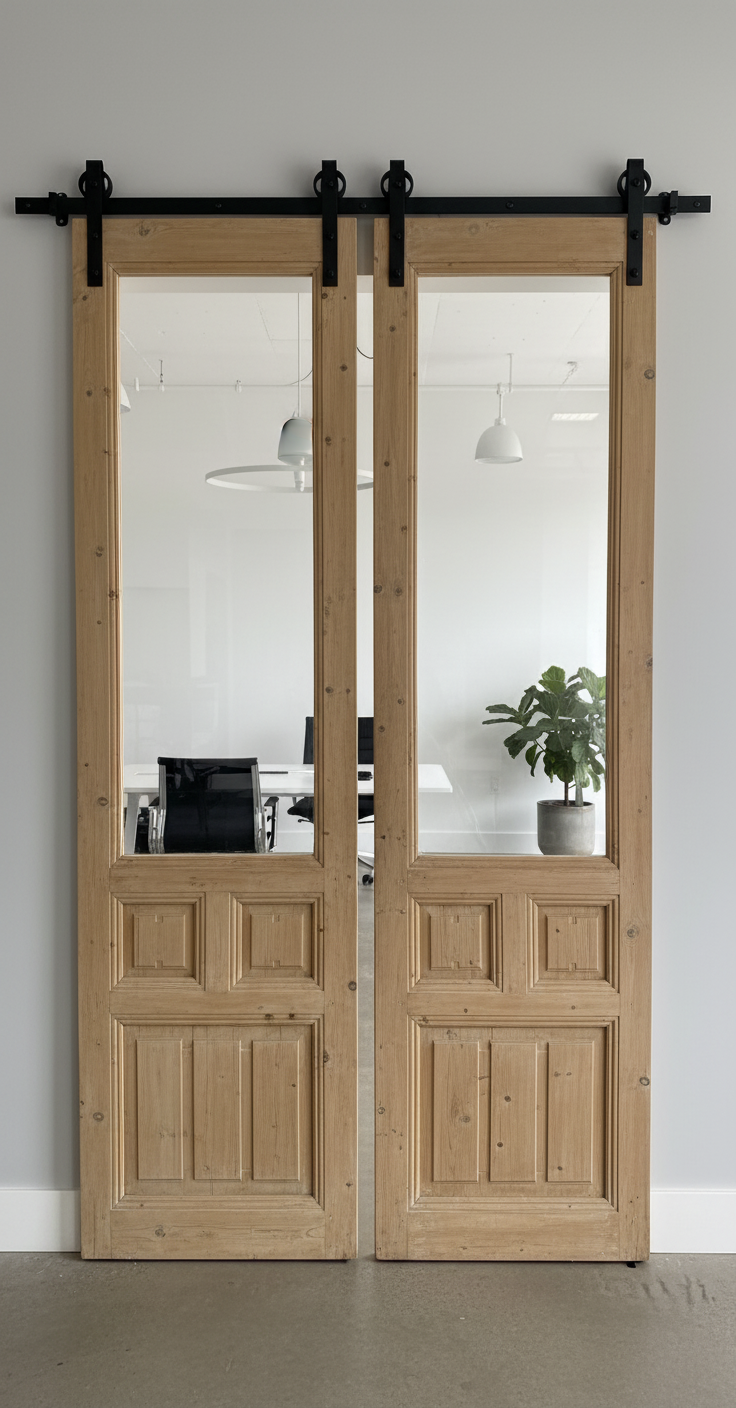 Antique French panel doors with Glass (88x46) P134