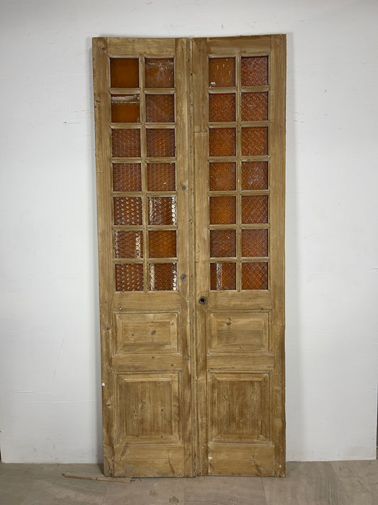 Antique French panel doors with Glass (102.25 x 43.75) O78