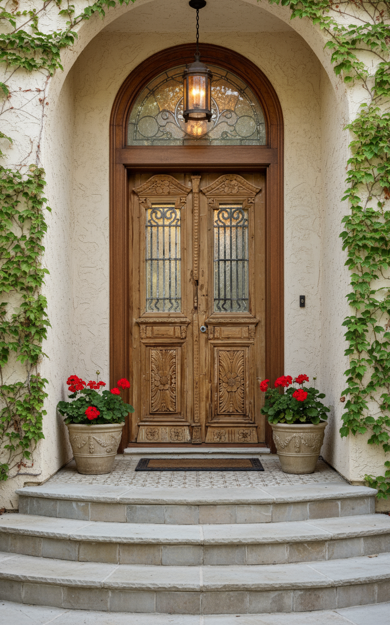 Antique French panel doors with Metal (93x47) P90