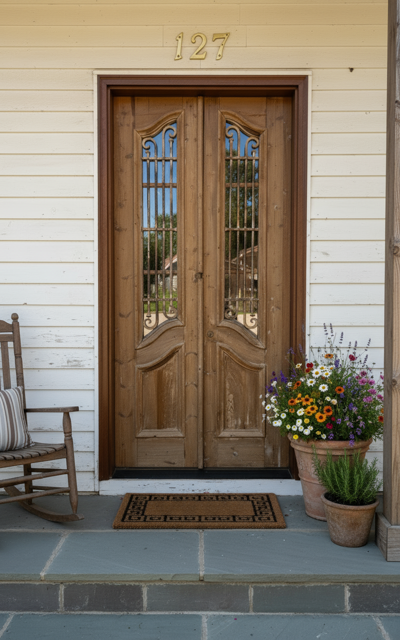 Antique French panel doors with Metal (94x41) P76