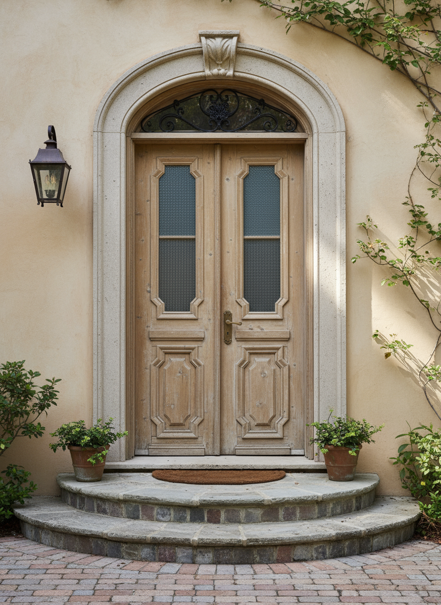 Antique French panel doors with Glass (91 x 37)  P9