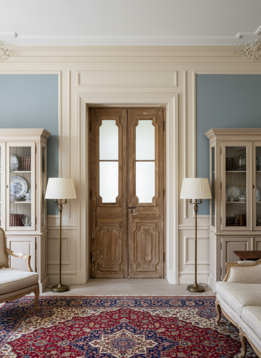 Antique French panel doors with Glass (91 x 37)  P9