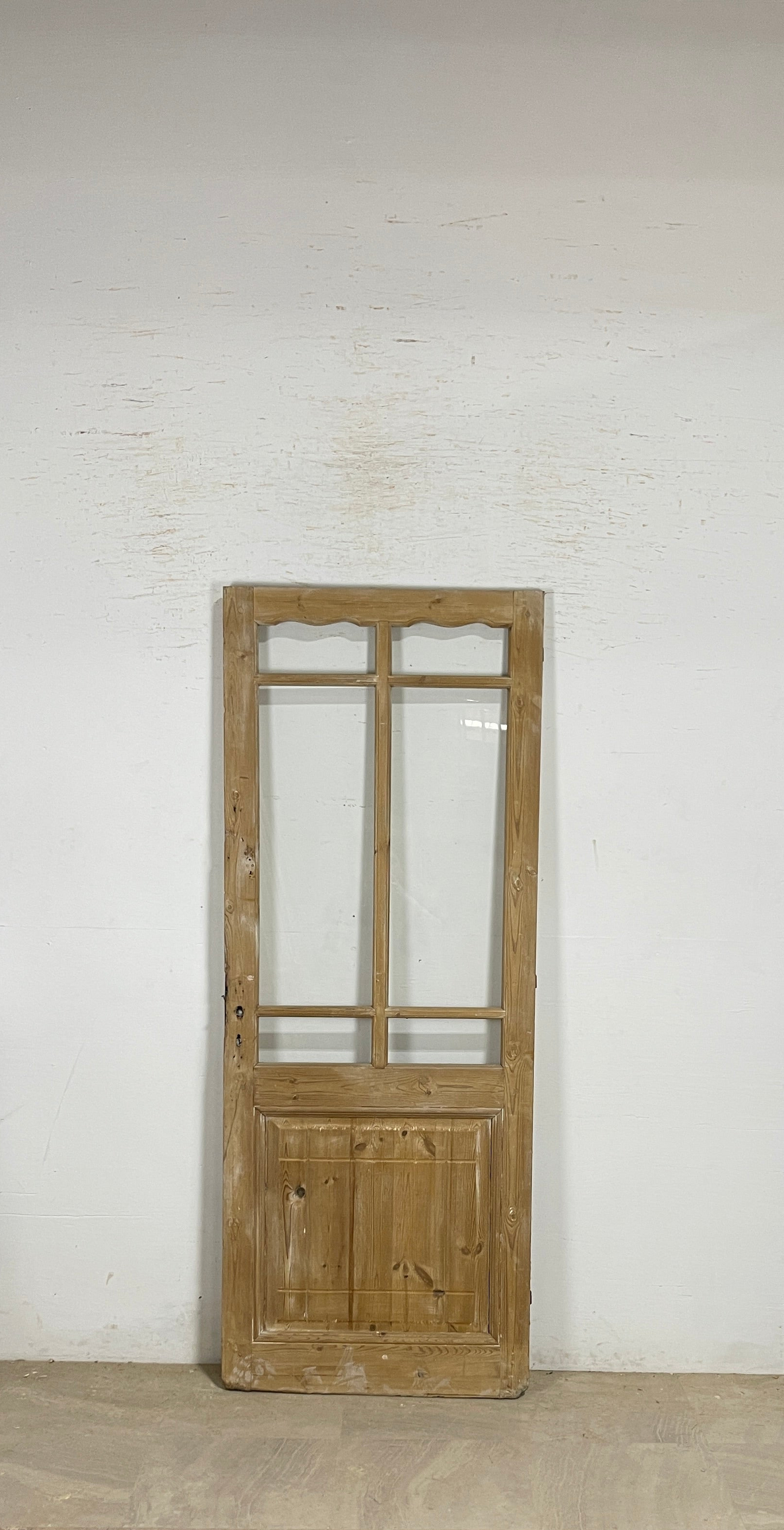 Antique French panel single door with glass (83x32.25) P196