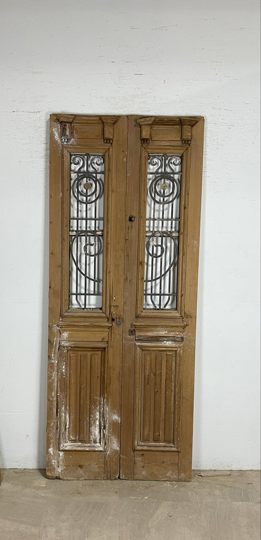 Antique French panel doors with Metal (96 x 39.5) P71