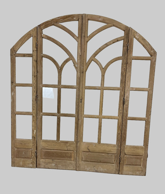 Antique French panel arched doors with Glass ( 90 x 81.5) P5
